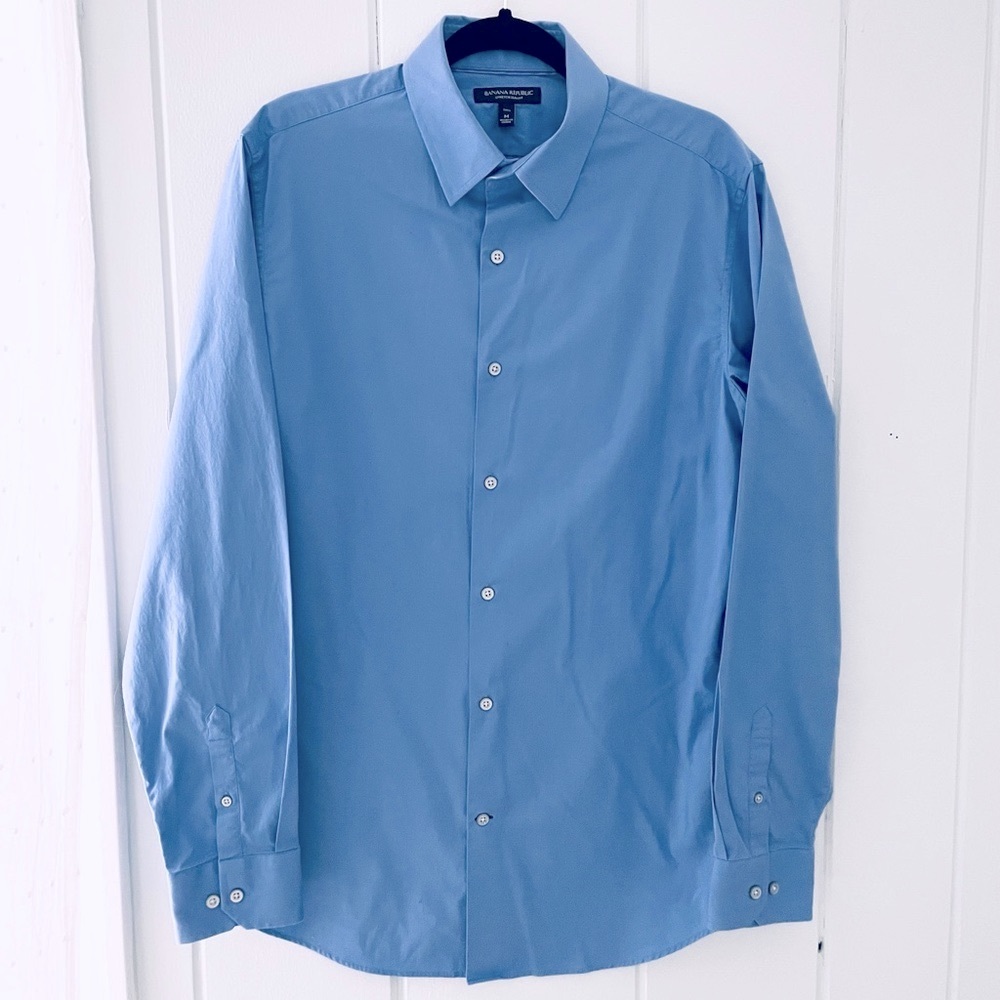 Banana Republic Stretch Slim Fit Dress Shirt / Blue / Medium Tall